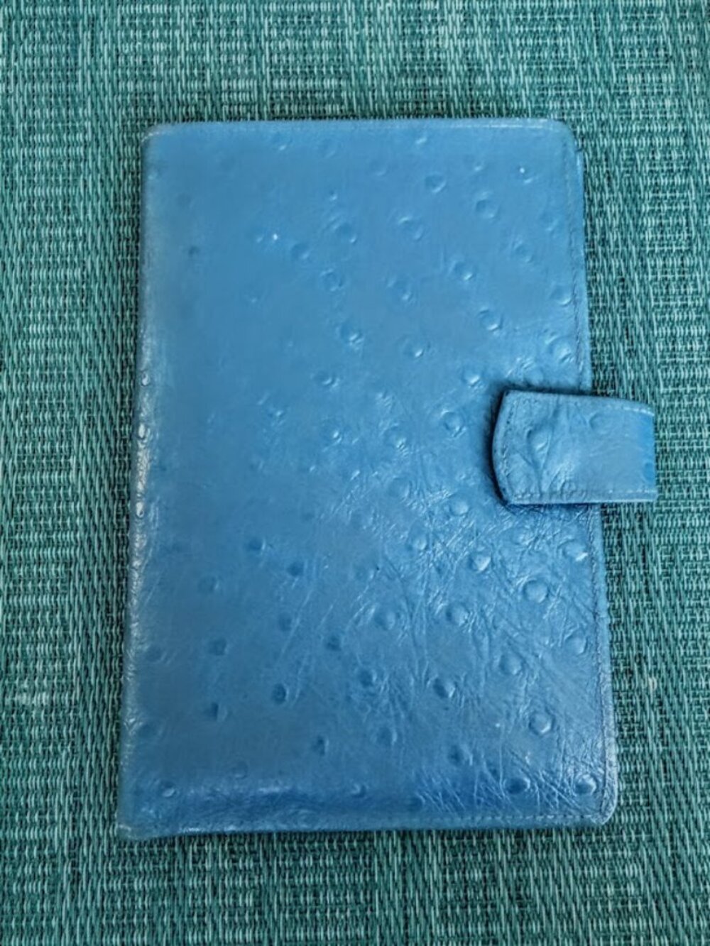 Vintage Ostrich Calf Leather Blue Travel Wallet | Made in Canada 1966